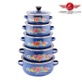 5PCS Enamel Casserole Pot with Decal